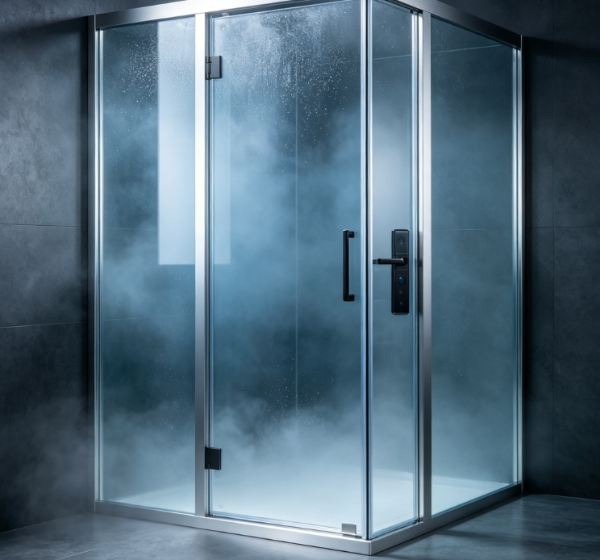 SteelandGlassShowerDoor-NzLm Steel and Glass Shower Door